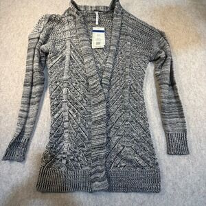 Lea & Nicole Open Front Cardigan Sweater Estate Tan Black Marl 564431C Large